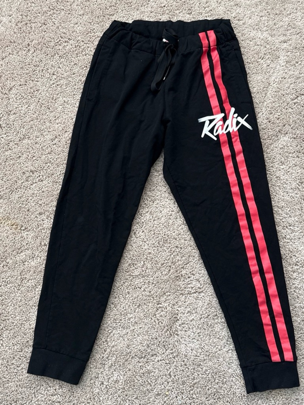 Women's Black Joggers with Pink Side Stripes